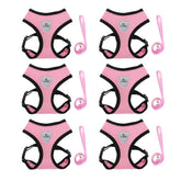 Kuber Industries Reflective Dog Harness with Adjustable Leash|Breathable Polyester Mesh Fabric with Top carry Handle|Large Size|HAT-818|Comfortable No-Pull Grip|Quick Release Buckles|Pink (Pack of 6)